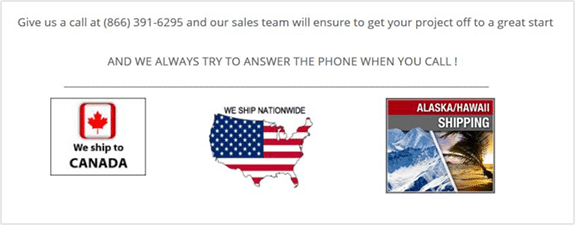 A screen shot of the phone number for the sales team.