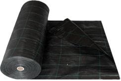 A roll of black fabric with green lines.