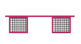Bench Drawing with two boxes and pink outline