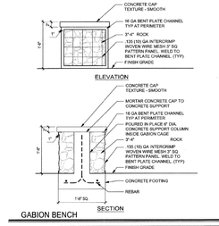 Bench Drawing with detailed information