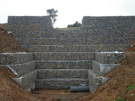 Front view of a Gabion Check Dam wall