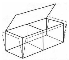 A drawing of an empty box with the lid open.