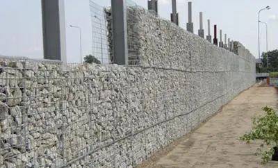 a long Gabion Fence for a building