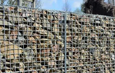 closeup shot of Gabion Fence with stones