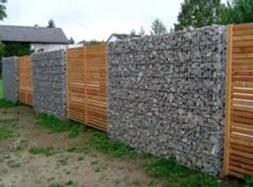 Gabion Fence and wooden gates