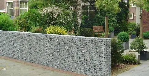 Gabion Fence for a garden with bushes