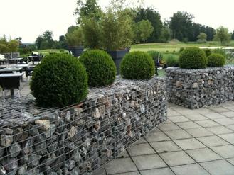 view of Gabion Hardscape with bushes