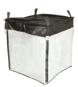 A large bag of black and white material.