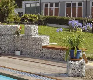 Landscaping Gabion walls and a plant
