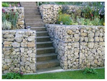 Landscaping Gabions front view with stairs