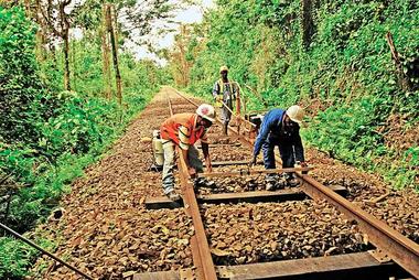 two workers working at Liberia RR Project