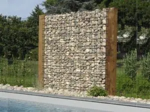 Gabion Fence with stones for a garden