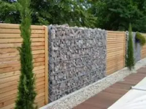 Gabion Fence with wooden walls