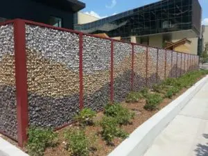 Gabion Fence and plants in front of it