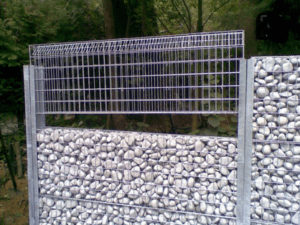 closeup shot of Gabion Fence with stones
