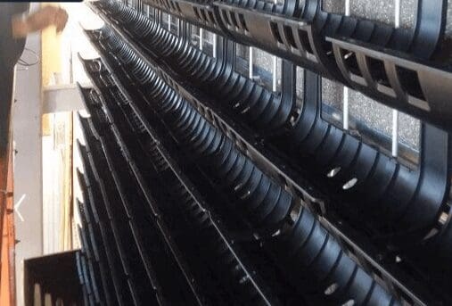 A close up of the side of a building