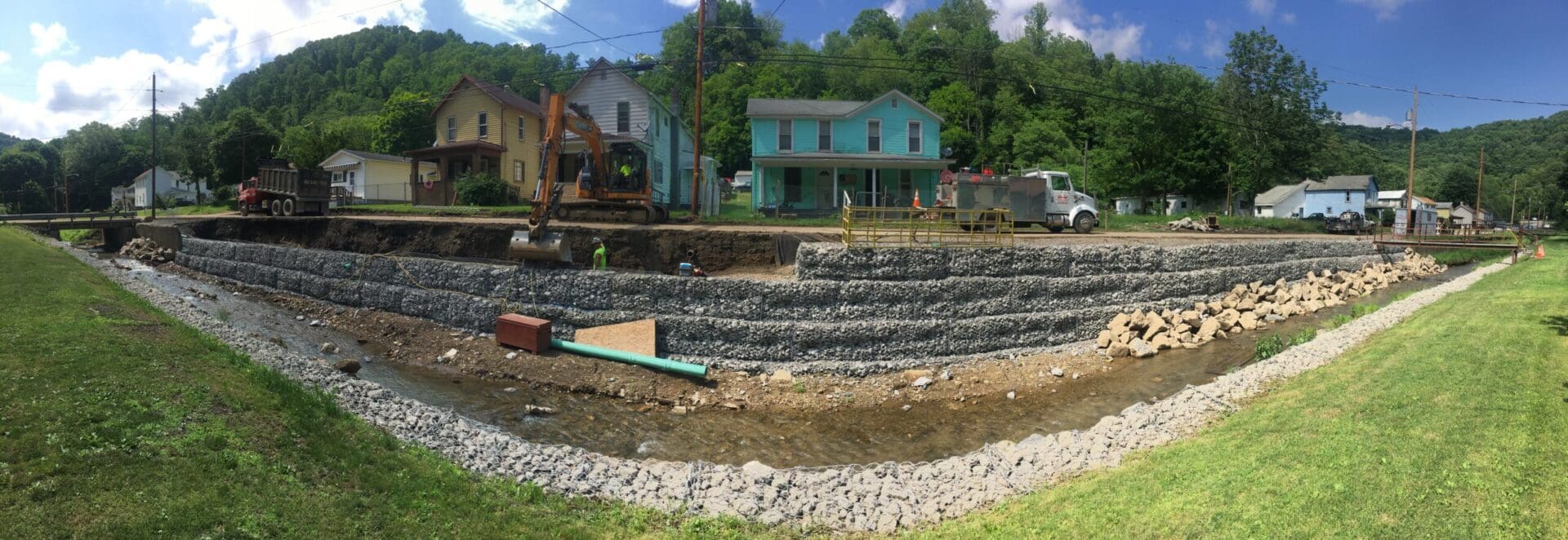 A view of houses and the construction process.